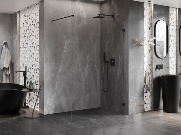 Mexen Lunar zuhanyparaván jobb oldali 50 x 200 cm, 8 mm átlátszó üveg, fekete matt, 830-050-000-70-00-P