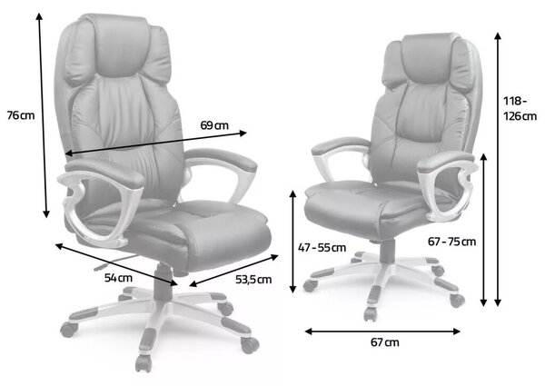 Irodai szék, Sofotel EG-227, fekete, 47-55 cm ülésmagasság, műbőr kárpitozás, gumírozott kerekek