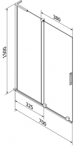 Mexen Velar L, 2 szárnyas eltolható kádparaván 70 x 150 cm, 8mm szürke üveg, grafit, 896-070-003-41-95