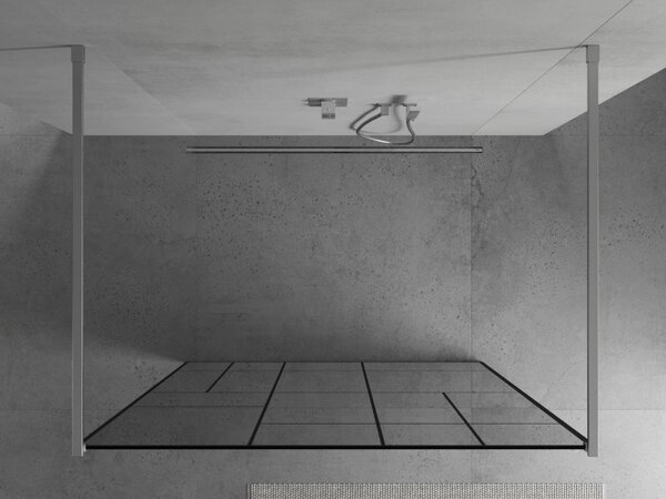 Mexen Kioto, átmenő zuhanyparaván 100 x 200 cm, 8mm átlátszó / fekete üvegminta, 2x króm stabilizáló távtartó, 800-100-002-01-78