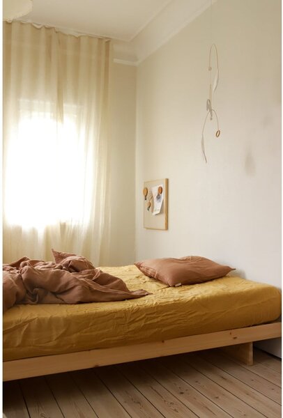 Natúr színű borovi fenyő franciaágy 160x200 cm Kanso – Karup Design