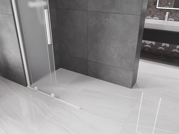 Mexen Velar, zuhany paraván tolóajtóval Walk-in 80 x 200 cm, 8 mm-es matt üveg, fehér matt, 871-080-000-33-20