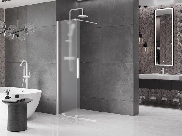 Mexen Velar, zuhany paraván tolóajtóval Walk-in 80 x 200 cm, 8 mm-es matt üveg, fehér matt, 871-080-000-33-20