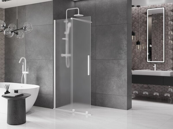 Mexen Velar, zuhany paraván tolóajtóval Walk-in 80 x 200 cm, 8 mm-es matt üveg, fehér matt, 871-080-000-33-20