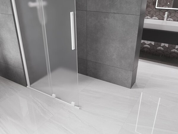 Mexen Velar, zuhany paraván tolóajtóval Walk-in 80 x 200 cm, 8 mm-es matt üveg, fehér matt, 871-080-000-33-20