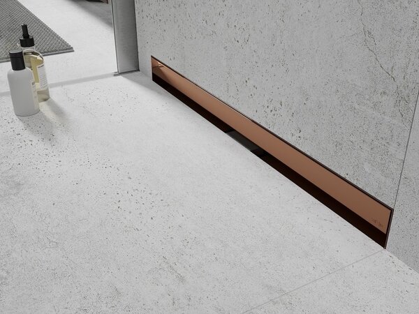 Mexen Flat Wall, 2 az 1-ben fali zuhanyfolyóka, 50 cm, rozéarany, 1630050