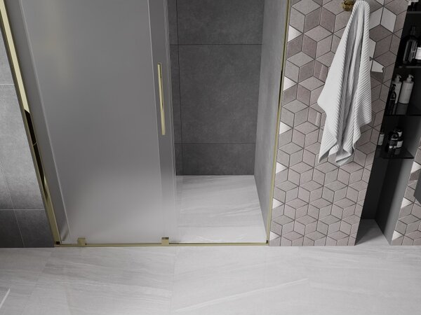 Mexen Velar, tolózuhanyajtó nyitáshoz 130 cm, 8 mm-es matt üveg, arany fényes, 871-130-000-31-50