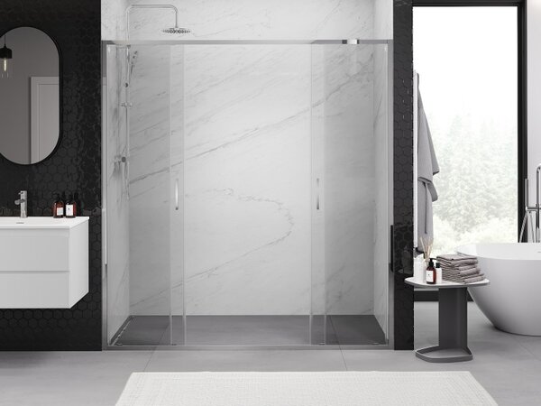 Mexen Exo, 2 szárnyú csúszó 170x200 cm, 6mm átlátszó üveg, króm profil, 8152-170-000-01-00