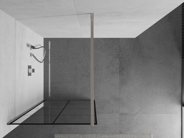 Mexen Kioto, Walk-In zuhany paraván 80 x 200 cm, 8 mm átlátszó üveg fekete mintás, csiszolt acél profil, 800-080-101-97-77