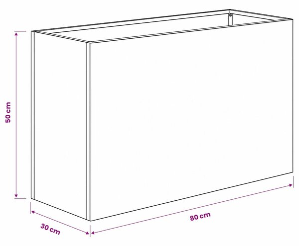 VidaXL Kerti cserép 2 db Fekete 80 x 30 x 50 cm Hidegen hengerelt acél
