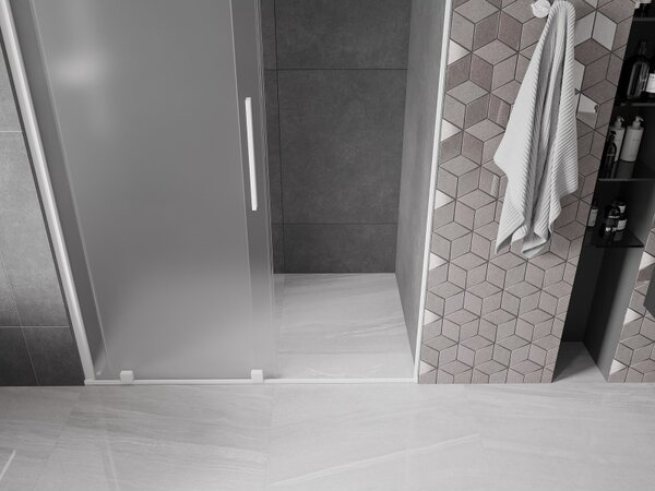 Mexen Velar, tolózuhanyajtó nyitáshoz 140 cm, 8 mm-es matt üveg, fehér matt, 871-140-000-31-20