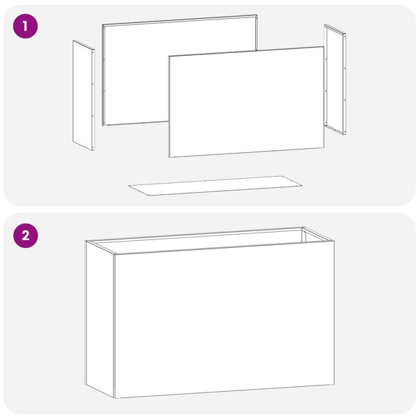 VidaXL Kerti cserép 2 db Fekete 80 x 30 x 50 cm Hidegen hengerelt acél