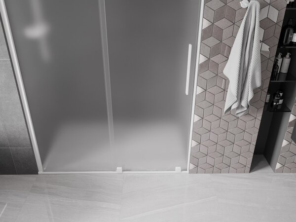 Mexen Velar, tolózuhanyajtó nyitáshoz 140 cm, 8 mm-es matt üveg, fehér matt, 871-140-000-31-20