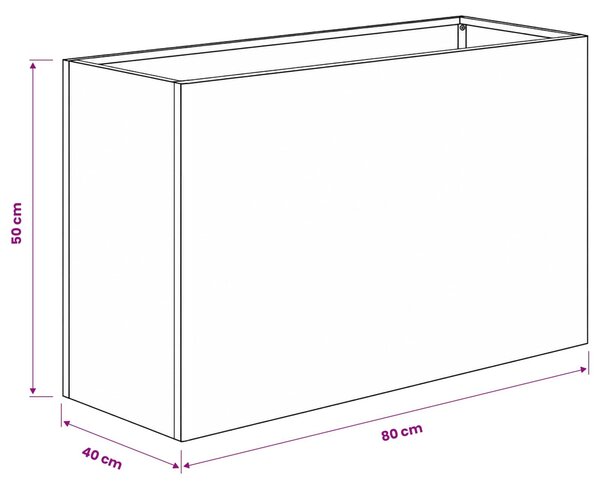 VidaXL Kerti cserép 2 db Fehér 80 x 40 x 50 cm Hidegen hengerelt acél