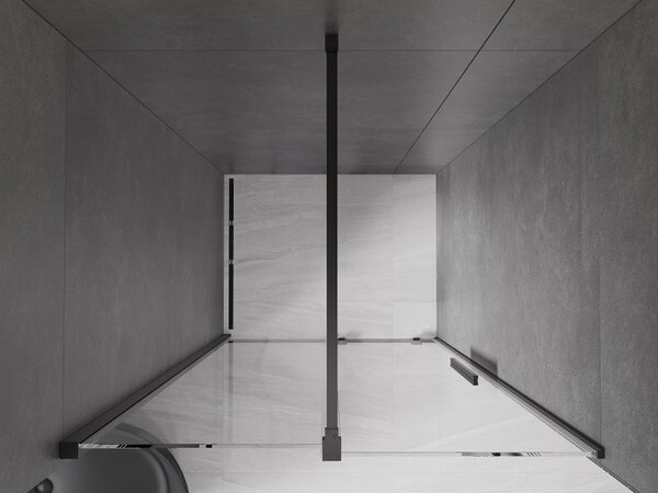 Mexen Velar, nyitható tolóajtó 90x200 cm, 8mm átlátszó üveg, fekete matt, 871-090-000-01-70