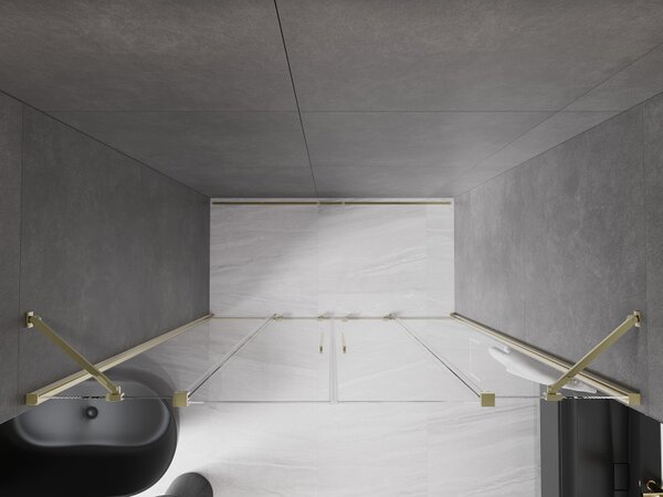 Mexen Velar Duo, nyitható tolóajtó 170x200 cm, 8mm átlátszó üveg, arany fényes, 871-170-000-02-50