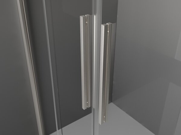 Mexen Velar Duo, zuhanykabin tolóajtóval 80 x 80 cm, 8mm szürke üveg, csiszolt acél, 871-080-080-42-97