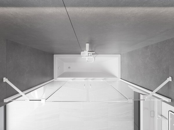 Mexen Velar Duo, 2 szárnyas eltolható kádparaván 180 x 150 cm, 8mm átlátszó üveg, fehér profil, 896-180-000-02-20