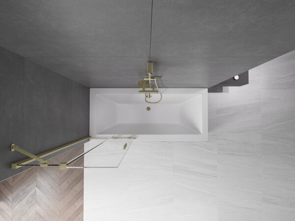 Mexen Velar, 2 szárnyas eltolható kádparaván 70 x 150 cm, 8mm átlátszó üveg, arany matt profil, 896-070-000-01-55