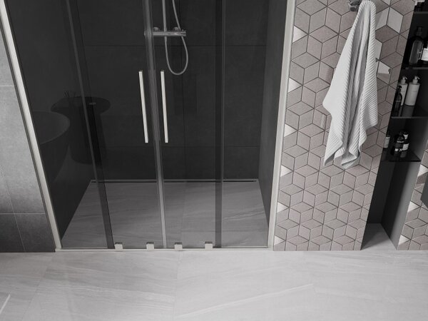 Mexen Velar Duo, tolózuhanyajtó nyitáshoz 140 cm, 8 mm szürke üveg, csiszolt acél, 871-140-000-42-97
