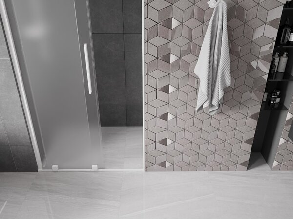 Mexen Velar, tolózuhanyajtó nyitáshoz 100 cm, 8 mm-es matt üveg, fehér matt, 871-100-000-31-20