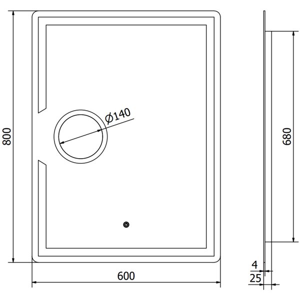 Mexen Onyx, LED fürdõszobai tükör háttérvilágítással és kozmetikai tükörrel 60x80 cm, 6000K, páramentesítõ, 9813-060-080-611-00