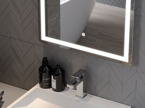 Mexen Onyx, LED fürdõszobai tükör háttérvilágítással és kozmetikai tükörrel 60x80 cm, 6000K, páramentesítõ, 9813-060-080-611-00
