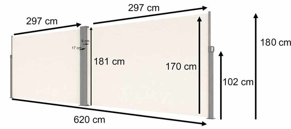 LUARO sarok terasz napellenző behúzható 180 x 620 cm bézs színben