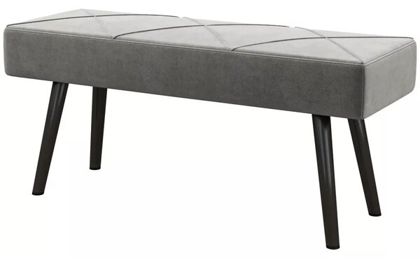 Kárpitozott pad, ágyhoz való pad, bársonyhatású, 100 x 36 x 45 cm, szürke
