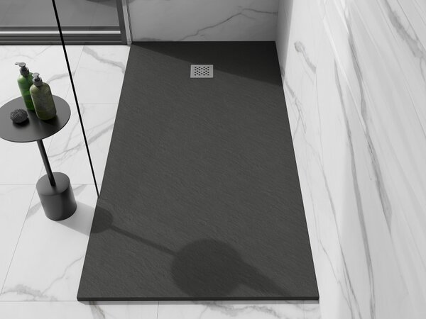 Mexen Stone+, négyszögletes ásványi kompozit kád 160 x 70 cm, antracit, 44717016