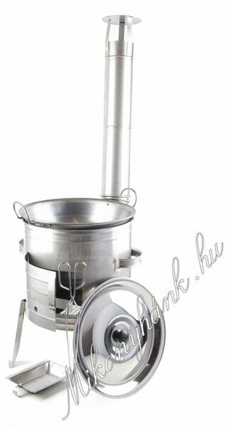 36cm Rozsdamentes bográcsház + natúr vas füles szeletsütő: 9 részes