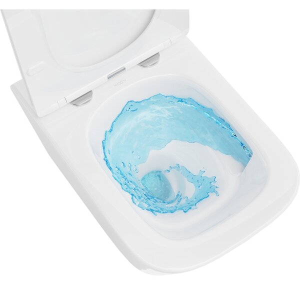 Mexen Teo, falra akasztható wc csésze 510x345x340 mm, Perem nélküli Tornado + duroplast wc ülőke, fényes fehér, 30850600T