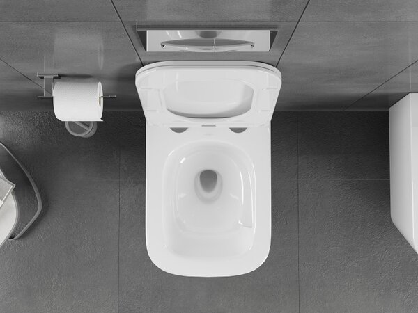 Mexen Teo, falra akasztható wc csésze 510x345x340 mm, Perem nélküli Tornado + duroplast wc ülőke, fényes fehér, 30850600T