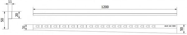 Mexen Line-B szegélyléc 120 cm bal oldali, fényes arany, 185002120L