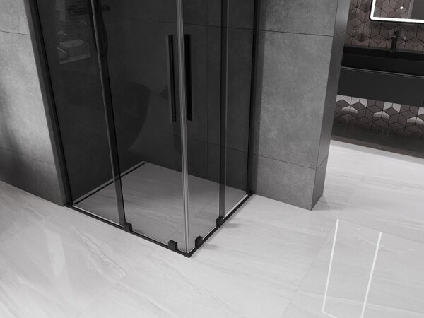 Mexen Velar Duo, zuhanykabin tolóajtóval 90 x 80 cm, 8mm szürke üveg, fekete matt, 871-090-080-42-70