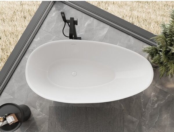 Mexen Milano, szabadon álló konglomerátum kád 150 x 82 cm, fehér fényes, 57301508510
