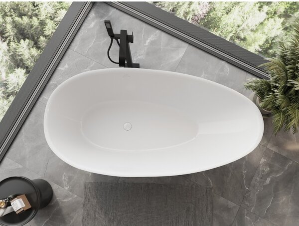 Mexen Milano, szabadon álló konglomerátum kád 150 x 82 cm, fehér fényes, 57301508510