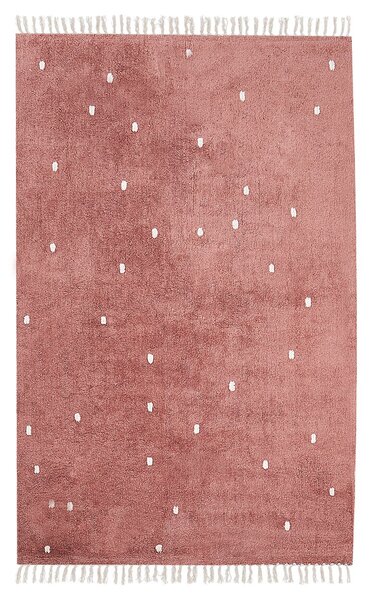 Világospiros pamut pöttyös szőnyeg 140 x 200 cm ASTAF
