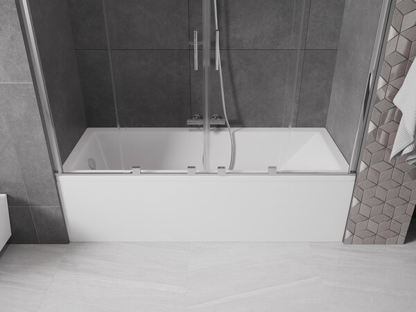 Mexen Velar Duo, 2 szárnyas eltolható kádparaván 180 x 150 cm, 8mm átlátszó üveg, króm profil, 896-180-000-02-01