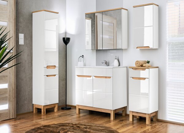 Magas fürdőszobai szekrény BALI White 800