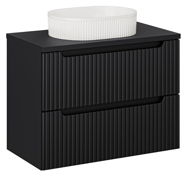 Fürdőszoba szekrény mosdóval és tetővel NOVA Black DU80/2 | 80 cm