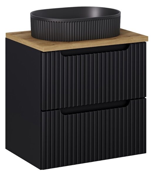 Fürdőszoba szekrény mosdóval és tetővel NOVA Black DU60/1 | 60 cm