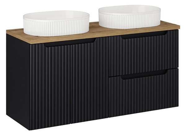Fürdőszoba szekrény mosdóval és tetővel NOVA Black DU120/1 | 120 cm