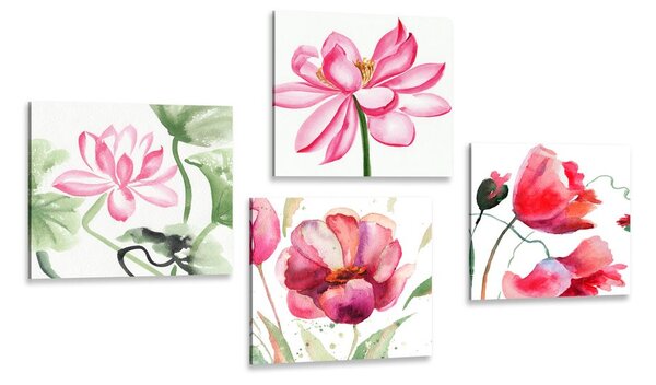 Képszett akvarell virágok