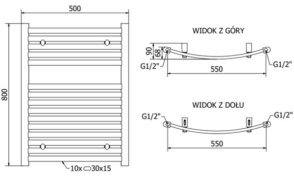 Mexen Helios, fűtőelem 800x600 mm, 355 W, króm, W103-0800-600-00-01