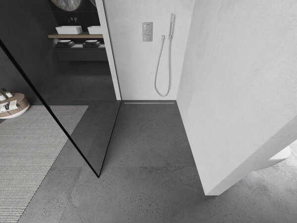 Mexen Kioto zuhanyparaván 70x200 cm 8 mm, króm profil, üveg fekete keret, 800-070-101-01-70