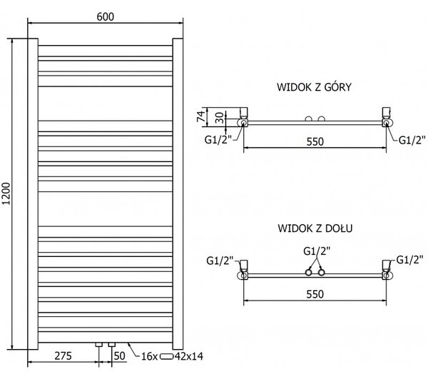 Mexen Uran, fűtőelem 1200x600 mm, 485 W, arany fényes, W105-1200-600-00-50