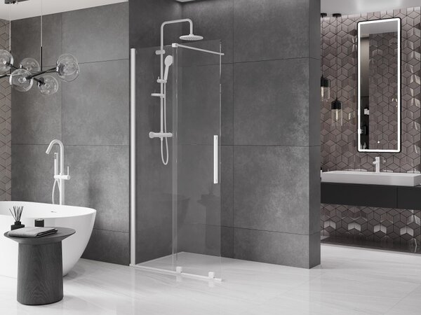 Mexen Velar, tolóajtó Walk-In típusú nyílásba 75 cm, 8 mm átlátszó üveg, fehér, 871-075-000-03-20