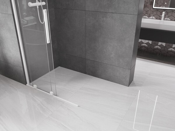 Mexen Velar, tolóajtó Walk-In típusú nyílásba 75 cm, 8 mm átlátszó üveg, fehér, 871-075-000-03-20