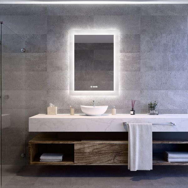 Welland Luxury-Line LED tükör - fényerő + színhőfok állítás + páramentesítő + óra - 75 x 100 cm